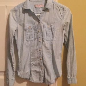 LOFT Chambray Botton-up, XXS Petite